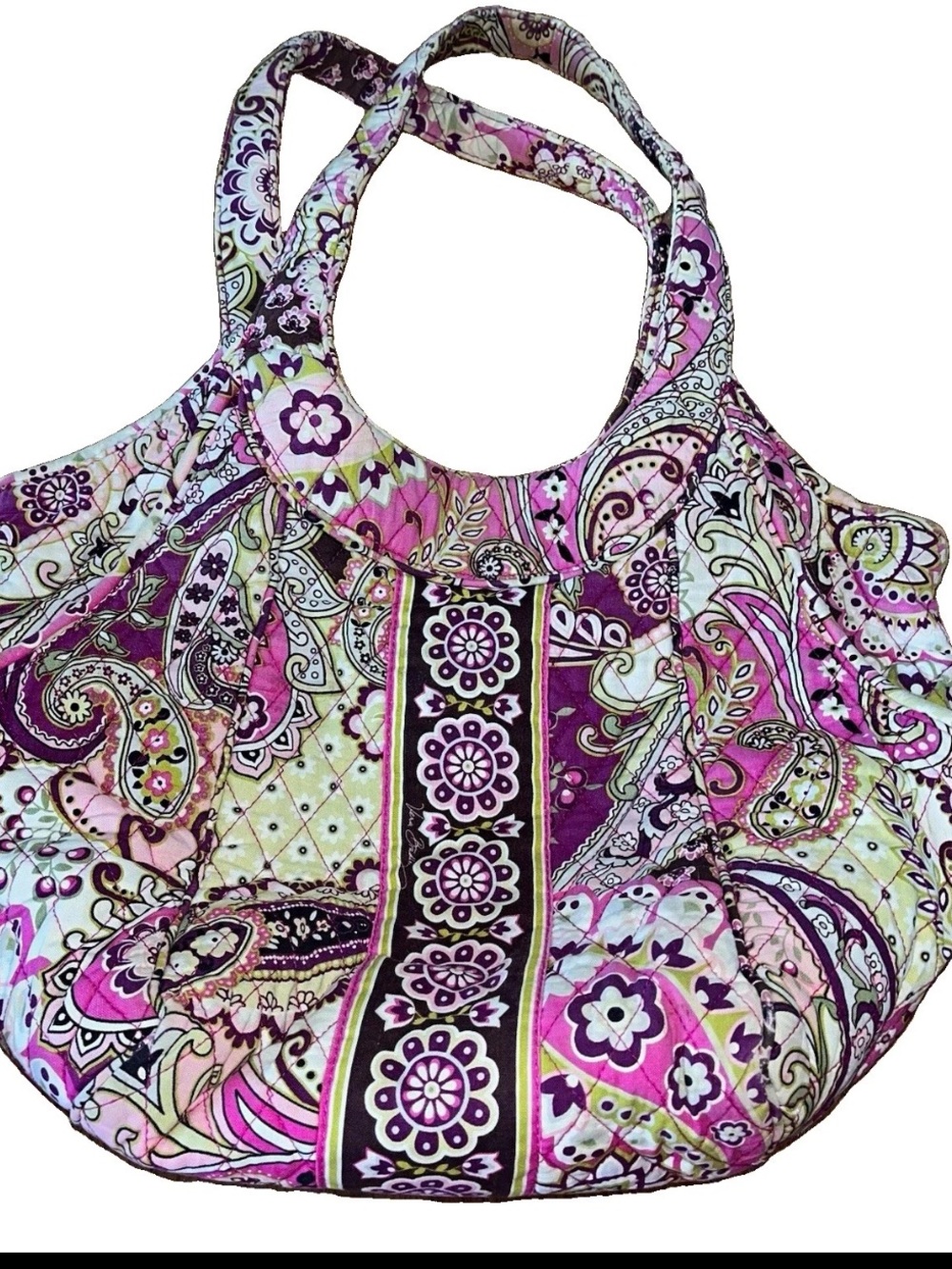 Vintage Y2K Vera Bradley Very Berry Paisley Angle Tote Purple Pink Green